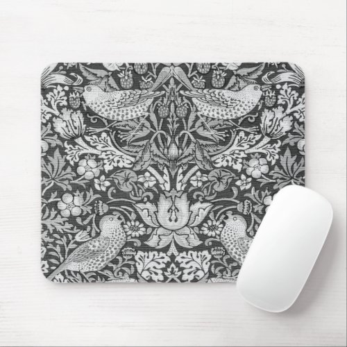 Strawberry Thief Gray William Morris Mouse Pad