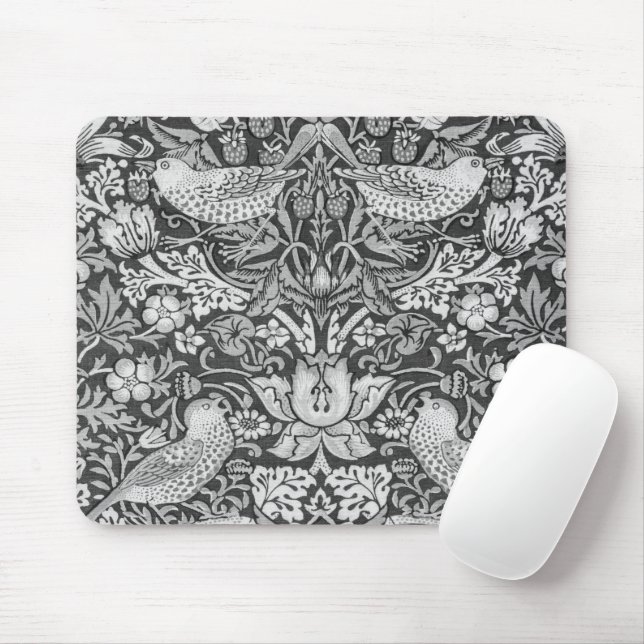 Strawberry Thief Gray, William Morris Mouse Pad (With Mouse)