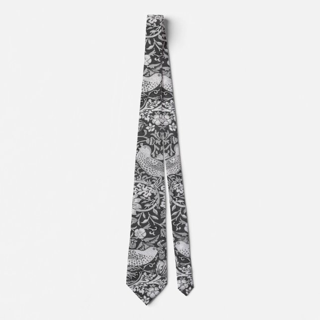 Strawberry Thief Gray, William Morris Neck Tie (Front)