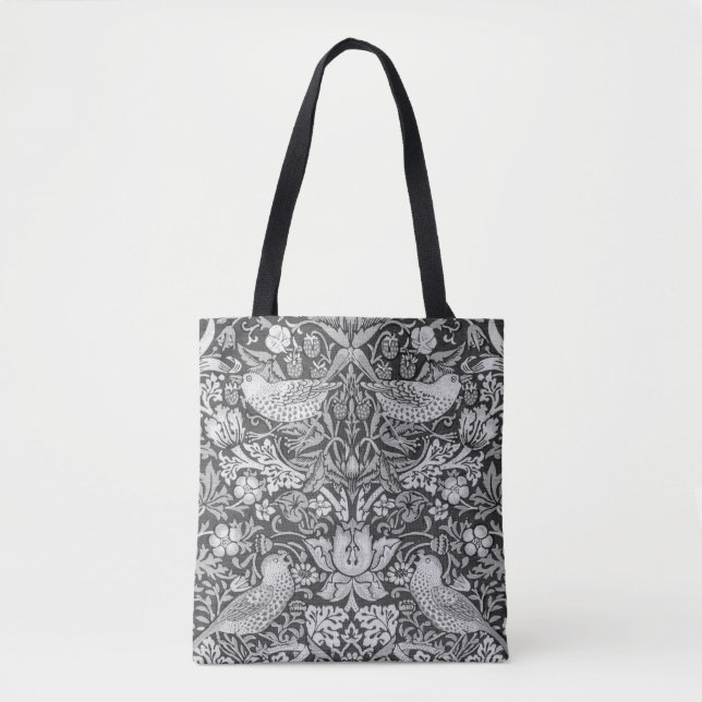 Strawberry Thief Gray, William Morris Tote Bag (Front)