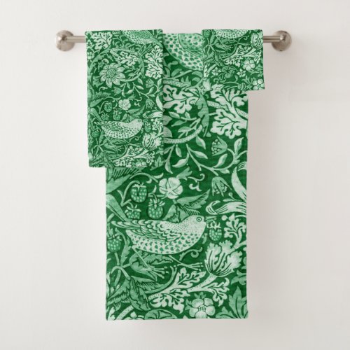 Strawberry Thief Green William Morris Bath Towel Set