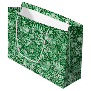Strawberry Thief Green, William Morris Large Gift  Bag