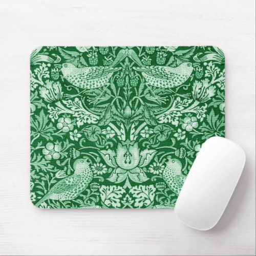 Strawberry Thief Green William Morris Mouse Pad