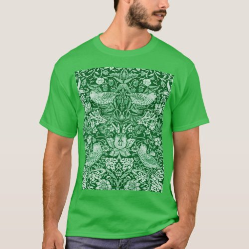 Strawberry Thief Green William Morris T_Shirt