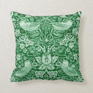 Strawberry Thief Green, William Morris Throw Pillow
