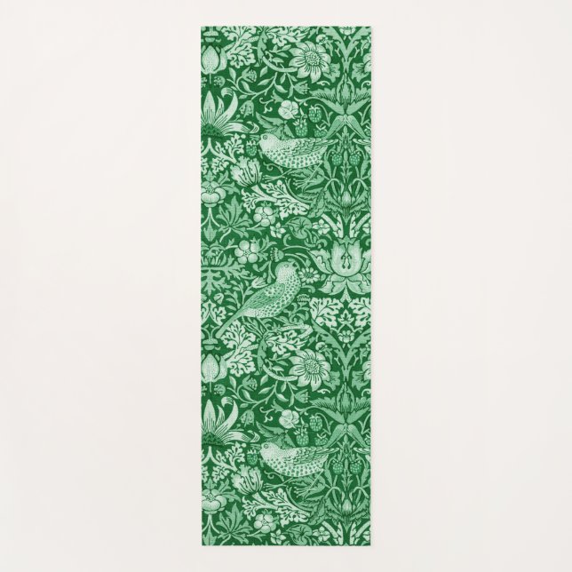 Strawberry Thief Green, William Morris Yoga Mat (Front)