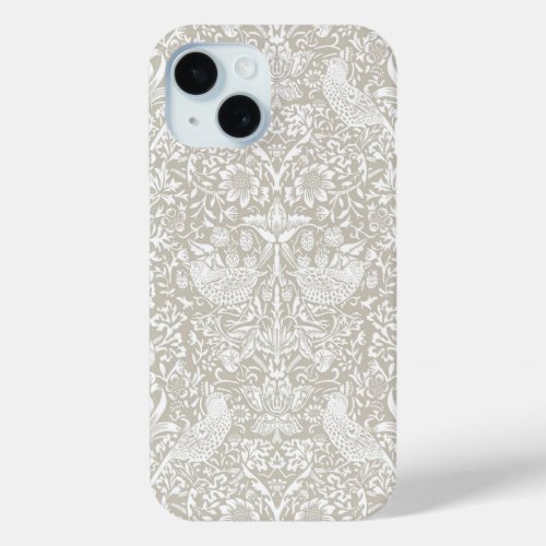 STRAWBERRY THIEF IN BEACH PEBBLE _ WILLIAM MORRIS iPhone 15 CASE