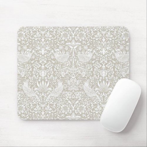 STRAWBERRY THIEF IN BEACH PEBBLE _ WILLIAM MORRIS MOUSE PAD