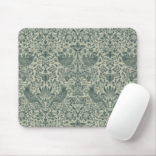 STRAWBERRY THIEF IN FOREST FERN _ WILLIAM MORRIS MOUSE PAD