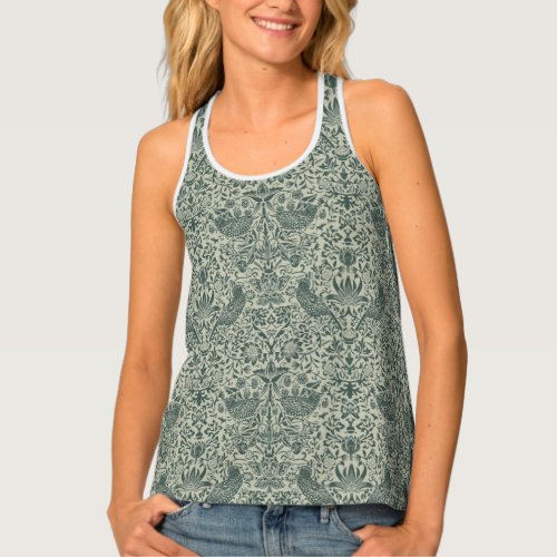 STRAWBERRY THIEF IN FOREST FERN _ WILLIAM MORRIS TANK TOP