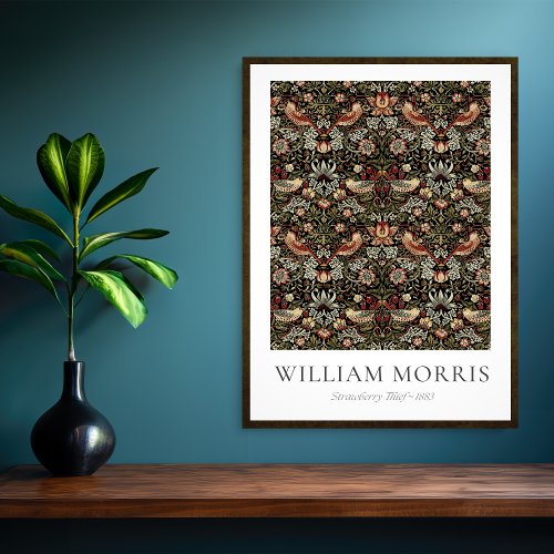 STRAWBERRY THIEF IN GOLD ON BLACK _ MORRIS CLASSIC POSTER