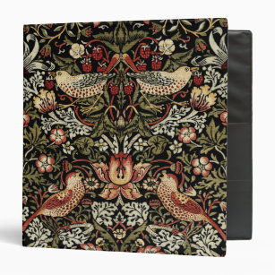 STRAWBERRY THIEF IN GOLD ON BLACK - WILLIAM MORRIS 3 RING BINDER