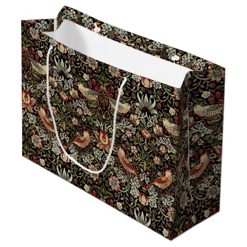 STRAWBERRY THIEF IN GOLD ON BLACK _ WILLIAM MORRIS LARGE GIFT BAG