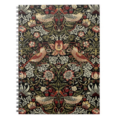STRAWBERRY THIEF IN GOLD ON BLACK _ WILLIAM MORRIS NOTEBOOK