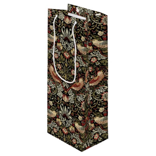 STRAWBERRY THIEF IN GOLD ON BLACK _ WILLIAM MORRIS WINE GIFT BAG