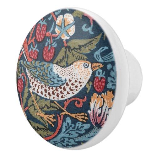STRAWBERRY THIEF IN TEAL AND BERRY _ WILL MORRIS CERAMIC KNOB
