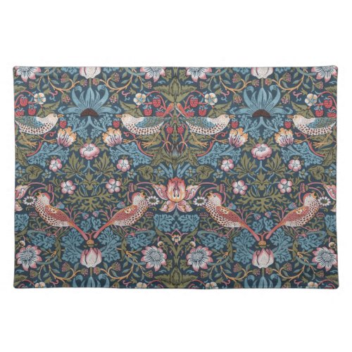 STRAWBERRY THIEF IN TEAL AND BERRY _ WILL MORRIS CLOTH PLACEMAT