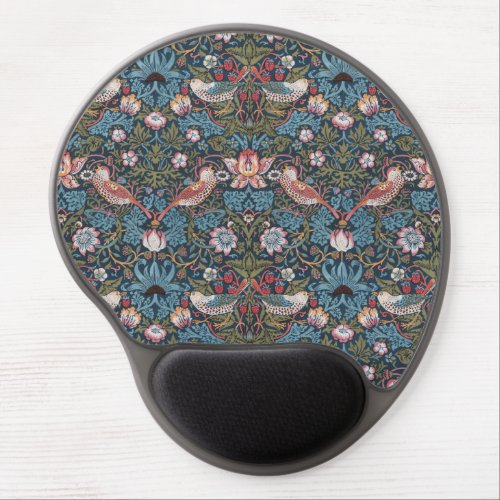 STRAWBERRY THIEF IN TEAL AND BERRY _ WILL MORRIS GEL MOUSE PAD