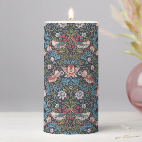STRAWBERRY THIEF IN TEAL AND BERRY _ WILL MORRIS PILLAR CANDLE