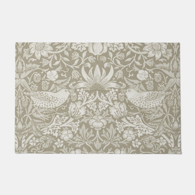 Strawberry Thief Ivory, William Morris Doormat (Front)