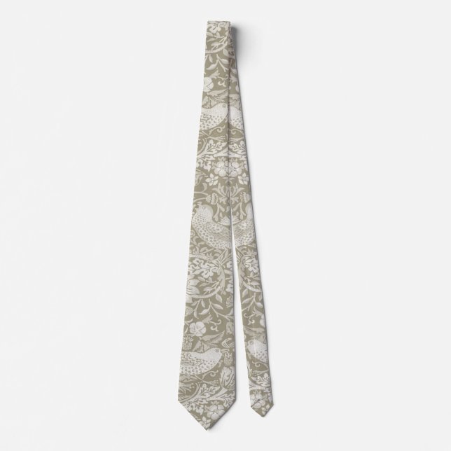 Strawberry Thief Ivory, William Morris Neck Tie (Front)