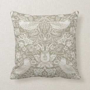 Strawberry Thief Ivory, William Morris Throw Pillow