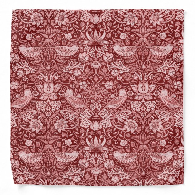 Strawberry Thief Maroon, William Morris Bandana (Front)
