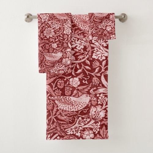 Strawberry Thief Maroon William Morris Bath Towel Set