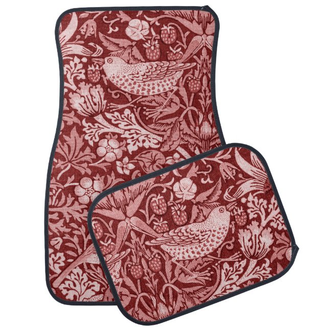 Strawberry Thief Maroon, William Morris Car Floor Mat (Set)