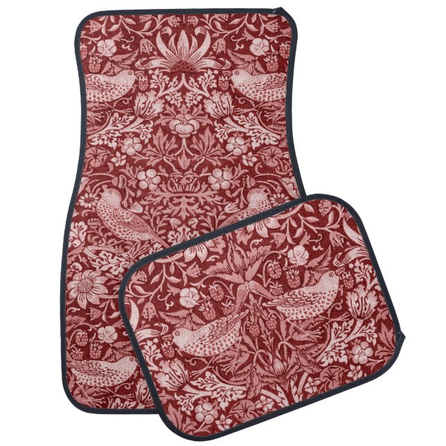 Strawberry Thief Maroon, William Morris Car Floor Mat (Set)