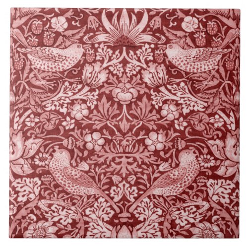 Strawberry Thief Maroon William Morris Ceramic Tile