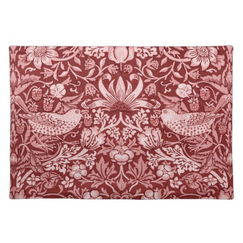 Strawberry Thief Maroon William Morris Cloth Placemat