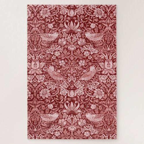 Strawberry Thief Maroon William Morris Jigsaw Puzzle