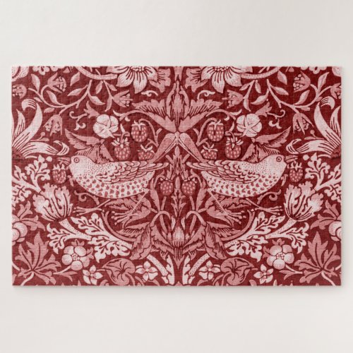 Strawberry Thief Maroon William Morris Jigsaw Puzzle