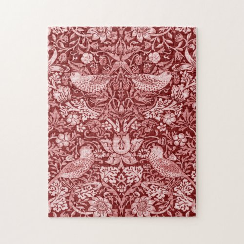 Strawberry Thief Maroon William Morris Jigsaw Puzzle