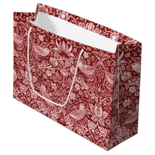 Strawberry Thief Maroon, William Morris Large Gift Large Gift Bag