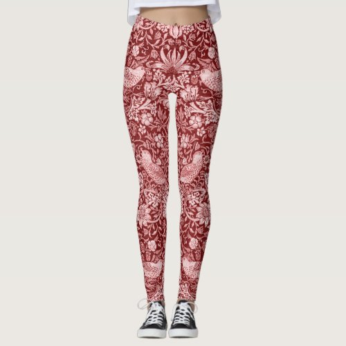 Strawberry Thief Maroon William Morris Leggings