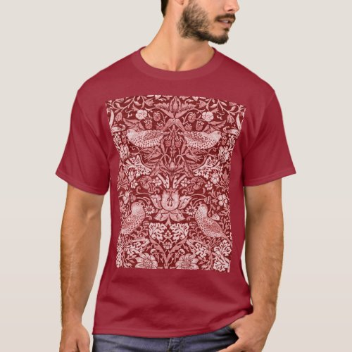 Strawberry Thief Maroon William Morris T_Shirt