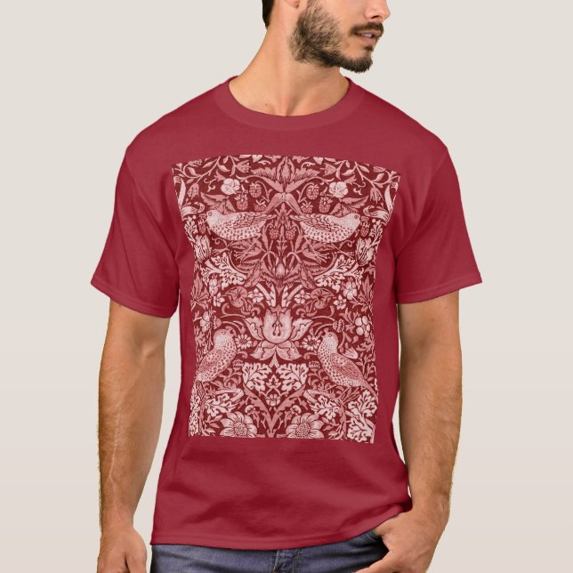 Strawberry Thief Maroon, William Morris T-Shirt (Front)