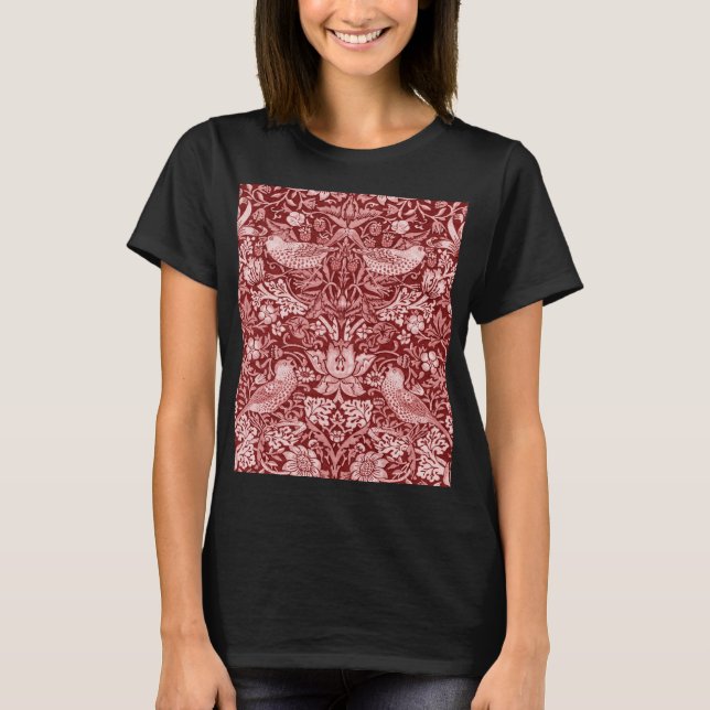 Strawberry Thief Maroon, William Morris T-Shirt (Front)