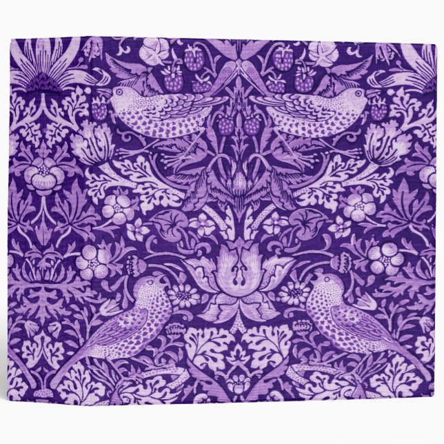 Strawberry Thief Purple, William Morris 3 Ring Binder (Front/Spine)