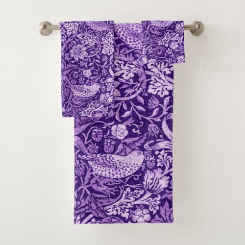 Strawberry Thief Purple William Morris Bath Towel Set