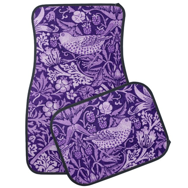 Strawberry Thief Purple, William Morris Car Floor Mat (Set)