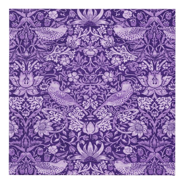 Strawberry Thief Purple, William Morris Faux Canvas Print (Front)