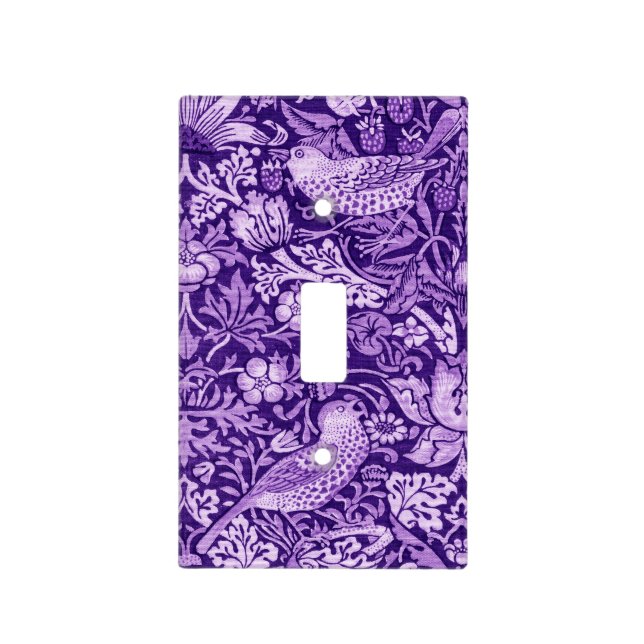 Strawberry Thief Purple, William Morris Light Switch Cover (Front)