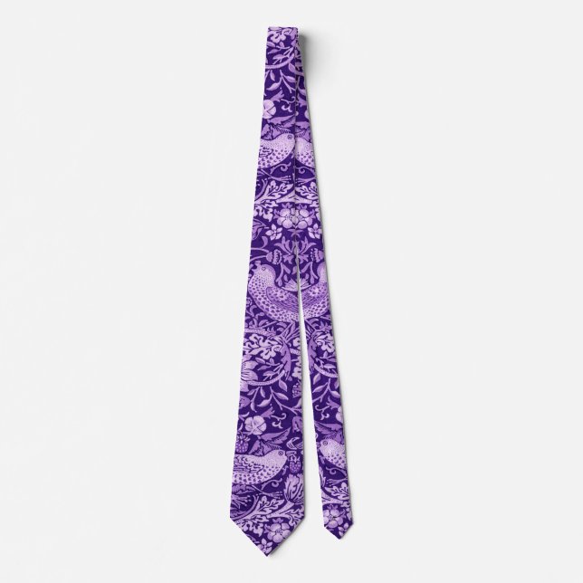 Strawberry Thief Purple, William Morris Neck Tie (Front)