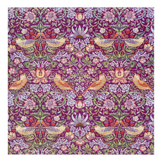 Strawberry Thief Red, William Morris Acrylic Print (Front)