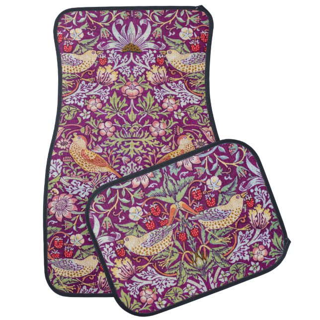 Strawberry Thief Red, William Morris Car Floor Mat (Set)
