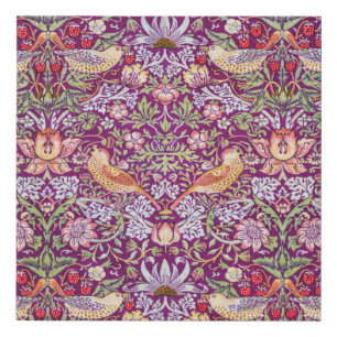 Strawberry Thief Red, William Morris Faux Canvas Print