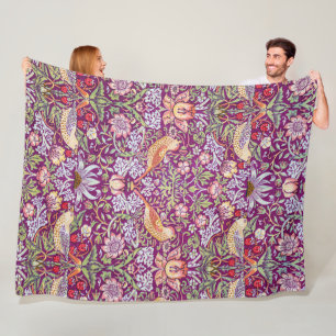 Strawberry Thief Red, William Morris Fleece Blanket